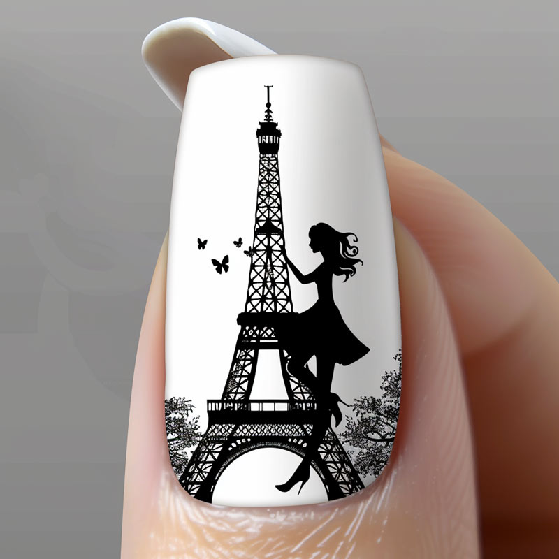 Nail art - Eifel Tower and a girl