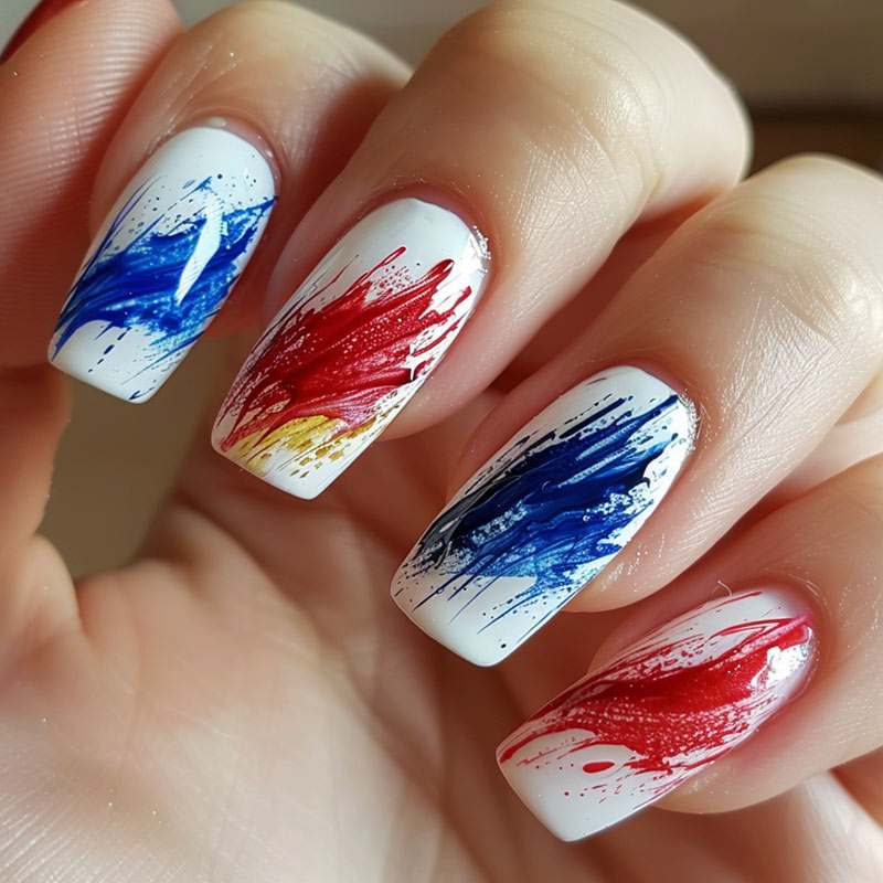 Nail art - French Flag Colors Abstract