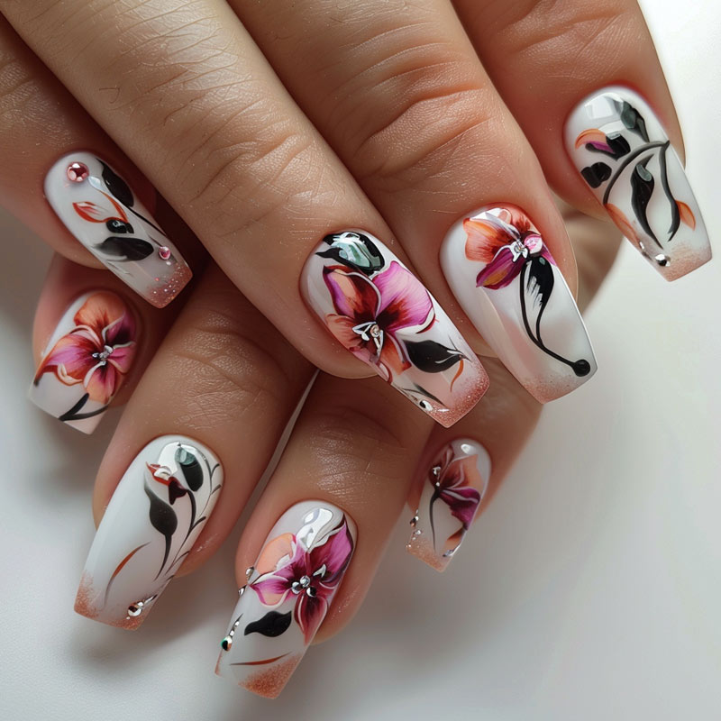 Nail art - Springtime blooms 