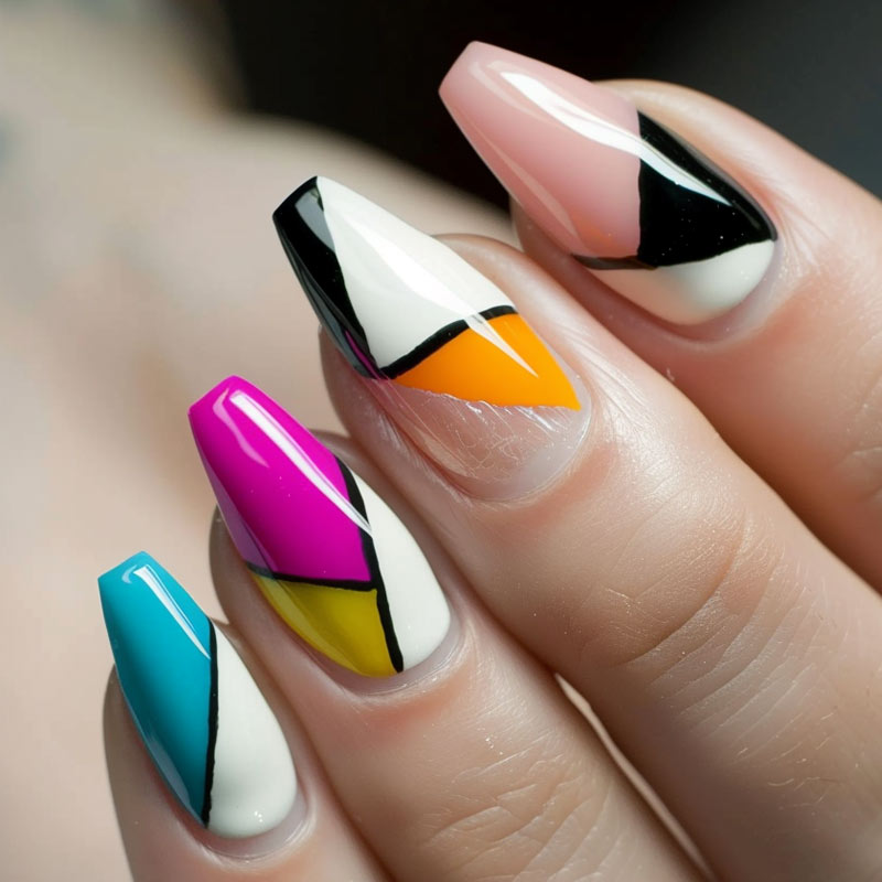 Nail art - Geomentric Color Block