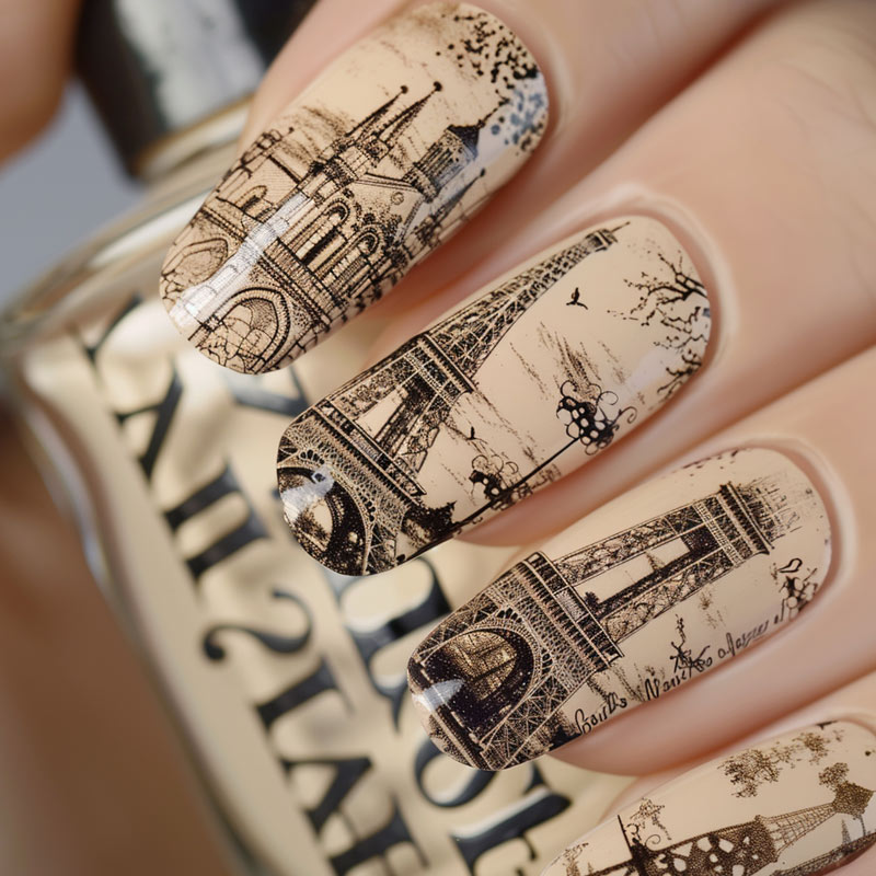 Nail art - Eiffel Tower Vintage